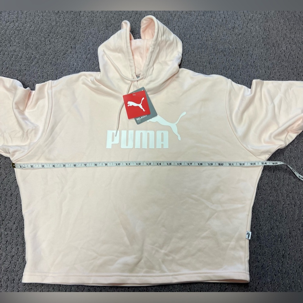 PUMA Women's Rosewater Pink and White Essentials Cropped Hoodie NWT - Picture 7 of 9